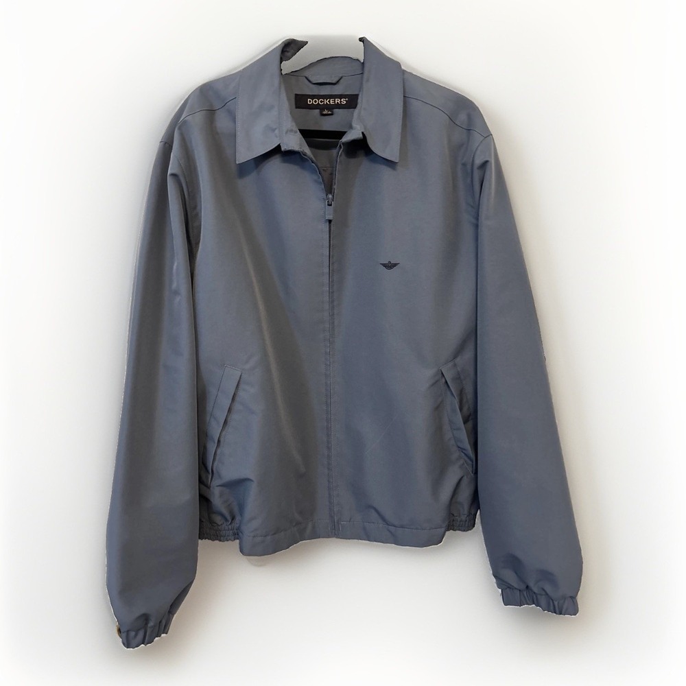 Dockers Mens Windbreaker Full Zip Jacket Lined Blue Large 042305